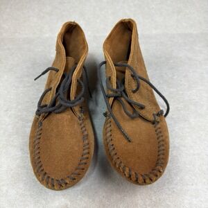 Minnetonka Boots Women's 6.5 Brown Suede Moccasin Soft Sole Lace-Up Ankle 272